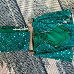 Zalie Green Sequin Two-Piece Set